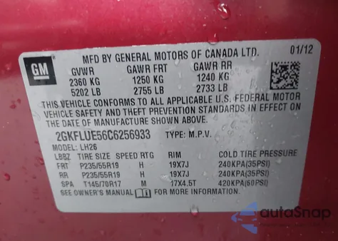 2012 GMC Terrain Slt-1 из США, поврежденный, VIN 2GKFLUE56C6256933